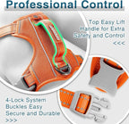 BARKBAY Dog Harness No Pull with ID Tag Pocket - Heavy Duty, Reflective, Easy Control for Large Dogs(Orange,L)