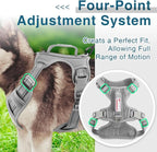BARKBAY Dog Harness No Pull with ID Tag Pocket - Heavy Duty, Reflective, Easy Control for Large Dogs(Grey,L)