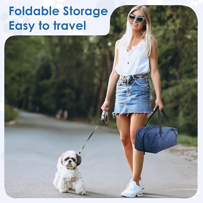 Soft Small Dog Crate - 24 inch Portable Travel Puppy Crate for Small Pets or 2 Cats, Collapsible Pet Carrier with 4 Mesh Doors, Car Kennel for Dogs with Handle for Indoor and Outdoor, Bule