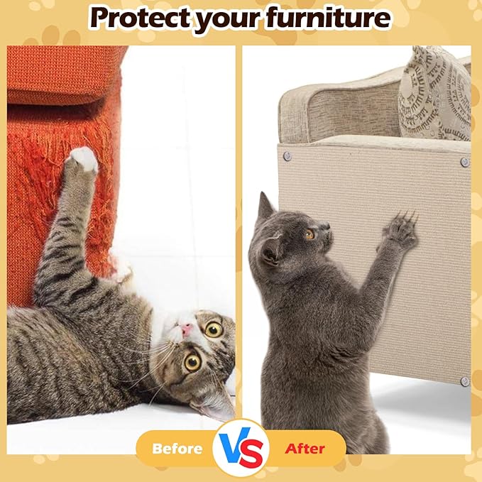 Cat Scratch Mat - 78.74"x15.74" Self-Adhesive Anti Scratching Pad for Couch, Trimmable DIY Cat Sofa Furniture Wall Cat Tower Protector, Replacement Pads for Pet Couch Protector from Claws Beige