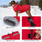 Dog Coat, Warm Dog Winter Coat for Large Dogs, Waterproof Jacket with Harness Built in, Reflective Turtleneck Cold Weather Coats with Zipper,Pet Fleece Vest Snow Jacket, Red XXXL