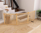 YOCAN Paint-Free Wooden Freestanding Dog Gates for The House,Doorways, Stairs,Wood Dog Fences Indoor Pet Gate,Step Over Fence-3 Panels L:69" H:23"