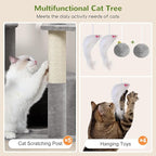 Globlazer Large Cat Tree, 80 inch Multi-Level Tall Climbing Tower Kitty Condos Cat Scratching Tower for Indoor Multiple Large Adult Cats Kittens with 3 Cat Caves, 3 Hanging Baskets, F80F, Light Grey