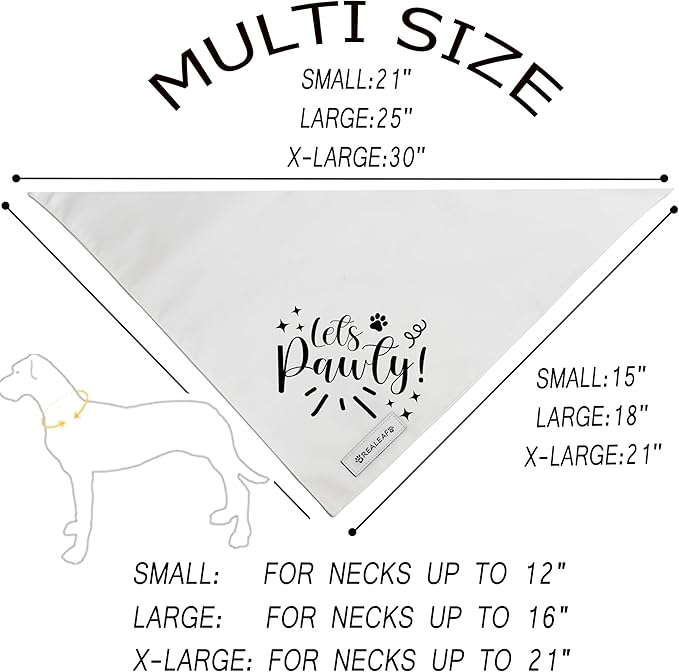 Realeaf Lets Pawty Dog Bandana,Wedding Birthday Party Outfit for Boy and Girl, Premium Durable Fabric, Engagement Announcement for Large and XLarge Dogs (Small)