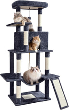 Cat Craft Cat Tree 63 Inch Cat Tower for Indoor Cats, Multi-Level Cat Tree for Large Cats 20 lbs+ Heavy Duty Cat Tower with Sisal Scratching Posts, Hammock, Condo and Extended Platform, Dark Grey