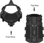 ICEFANG GN3 Tactical Dog Harness with 6X Buckle,Dog Molle Vest with Handle,3/4 Body Coverage,Hook and Loop Panel for ID Patch,No Pulling Front Clip (XL (32"-39" Girth), Black)