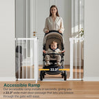Cumbor 2 Pack 29.7"-48" Baby Gate for Stairs, Mom's Choice Awards Winner-Dog Gate for Doorways, Pressure Mounted Auto-Close Pet Gates for Dogs Indoor, Safety Child Gate with Easy Walk Thru Door,White