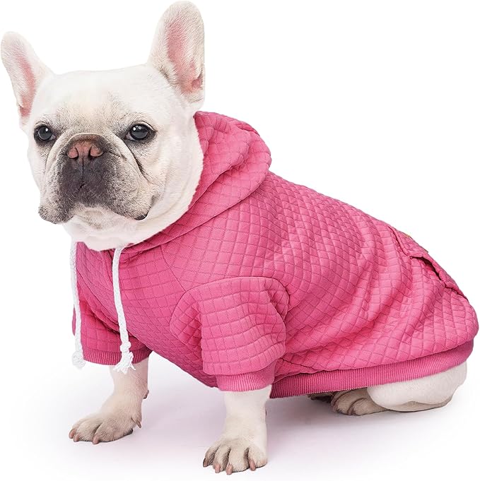 2 Pack Dog Hoodie Sweaters for Small Medium Dogs Warm Dog Clothes for Large Dogs Soft Waffle-Like Laminated Sweatshirt Bulldog (Pink+Rose, M/L (Back: 17",Chest: 24.5", Neck: 14.5"))