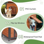 Outdoor Dog House with Door Weatherproof Dog Kennel Chew-Proof Metal Frame Openable Roof for Easy Cleaning