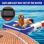 FBSPORT Inflatable Dog Boat Ramp Floating Dock Water Ladder for Pool, Boat, Non-Slip EVA Floating Ladder Pool Ramp for Dog Up to 220 LBs, Safe & Easy Access