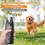 Dog Training Shock Collar 4000FT Dog Bark Collar with Remote IP67 Waterproof 4 Training Modes Beep Vibration Shock Light Mode Magnetic Charger Electric Dogs Collar 8-25 inches Single Shock Dull Black