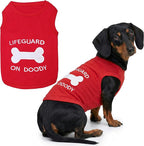 Parisian Pet Dog Shirt – 100% Cotton Shirts for Large Dogs – Sleeveless Red Lifeguard Puppy Vest – Lightweight and Breathable Pet Apparel – Pullover Summer Dog Clothes - Stretchy T Shirts for Dogs