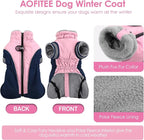 AOFITEE Dog Coat- Two Legged Large Dog Winter Jacket - Zipper Dogs Cold Weather Coat with Harness, Warm Pet Puffer Jackets Reflective Pet Snow Coats for Border Collie, Beagle, PinkNavy XL