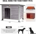 33.3’’ Heated Outdoor Dog House Weatherproof Insulated Dog Kennel with Metal Frame, Dog Shelter with Heating Pad, 6-Sided Insulated Liner and PVC Door Curtain for Winter (Grey)