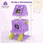 PETSITE 44 inch Monster-Themed Cute Cat Tree, Modern Cat Tree Tower with 2 Cat Condos, Sisal Scratching Post and Hanging Sound-Making Toys for Indoor Cats