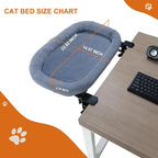 Cat Desk Bed&Cat Hammock for Desk and Bedside,90°Rotating&Height Adjustable,40 lbs Capacity,Soft Faux Fur with Reversible Mat,23.62x14.57x2.76 inch Modern Gray Cat Perch for Office&Game Tables (Gray)