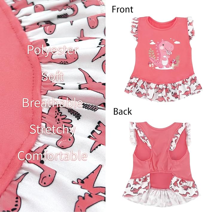 XPUDAC 4 Pack Dog Dresses Cute Printed Puppy Clothes for Small Dogs Girl Chihuahua Doggie Outfits Tank Top Vest Dresses Cat Apparel，X-Small(Chest-13.2")
