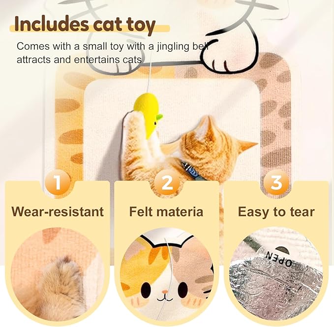 Wall Mounted Cat Scratcher, 2025 New Cat Scratcher Mat, Wall & Floor Cat Scratcher Pad, Self-Adhesive Cat Scratching Mat, Trimmable Self-Adhesive Carpet, Cats Scratchers for Indoor Cats (Colourful-B)