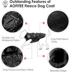 AOFITEE Dog Coat, Small Dog Coat Winter, Waterproof Dogs Jacket, Warm Fleece Dogs Snowsuit Pet Puffer Jacket, Windproof Pet Fleece Vest, Female Male Pets Cold Weather Coats Snow Jackets, Black, L