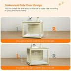 DWANTON Dog Crate Furniture with Cushion, Wooden Kennel Table with Double Doors, Indoor Dog House, Medium Size, 32.5" L, White Oak