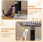 Tangkula Carpet Cat Tree, 62 Inch Tall Cat Tower with Scratching Posts, 2 Condos, 2 Perch Beds, Dangling Jingle Balls, Soft Flannel Covering, Unique Cat Tree for Indoor Cats