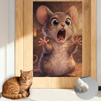 Nuxovilar Cat Wall Scratcher 15.3x23.6 Inches Polyester Synthetic Fiber, Surprised Mouse Print, wall scratchers for Indoor Cats, cat Scratch pad, Home Decor, Closet, Laundry Room (2pcs)