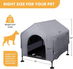 42" Dog House Outdoor Indoor with Breathable Mesh Windows, 2-in-1 Outside Dog House Elevated Dog Bed Cot Dog Tent Shade Shelter, Easy to Assemble & Clean (42 INCH)