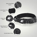 Upgraded Airtag Dog Collar Waterproof, Adjustable GPS Training Nylon Dog Collar with AirTag Holder, Control Handle and Quick-Release Buckle for Medium and Large Dogs (Black, M)