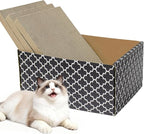 Cardboard Cat Scratcher Box with 3PCS Extra-Large Double-Sided Scratching Board, Heavy Duty Cat Scratcher Bed, Sturdy and Refillable, Ideal for Scratching and Sleeping, Premium House for Indoor Cats