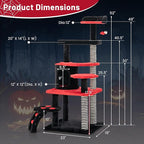 PETSITE Gothic Cat Tree - 52 Inch Tower with Sisal Scratching Post, Coffin Bed, Cat Condo, Ladder and Bat-Shaped Ball, 6-Tier Goth Cat Tree for Indoor Cats