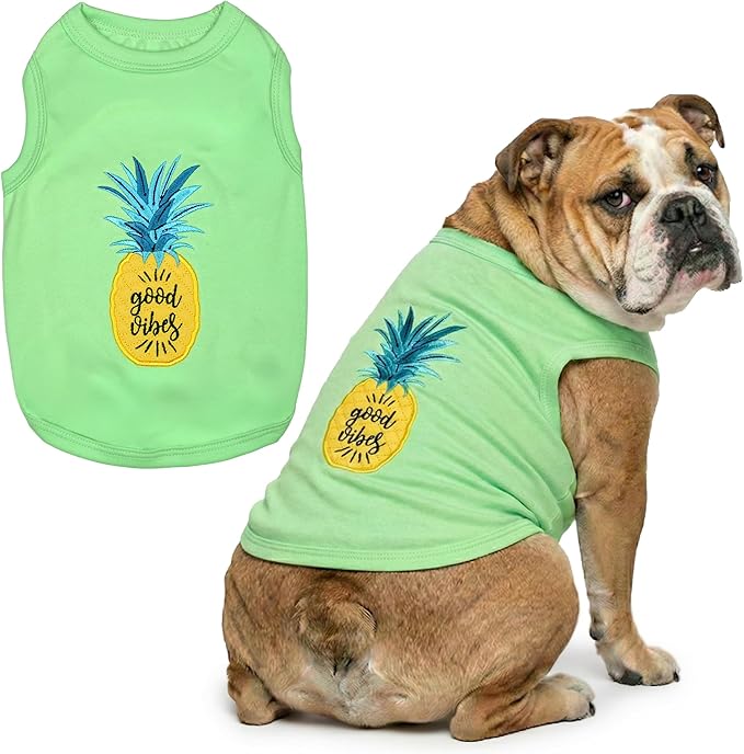 Parisian Pet Dog Shirt – 100% Cotton Shirts for Large Dogs – Tropical Sleeveless Pet Vest – Lightweight and Breathable Dogs Apparel – Cute Dog Clothes - Stretchy T Shirts for Pets