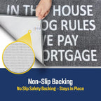 Muddy Mat® Absorbent Microfiber Door Mat, Non Slip Washable Chenille Rug - in This House The Dog Rules and We Pay The Mortgage Funny Pet Welcome Mat 19"x30"
