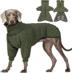 IDOMIK Dog Winter Coat for Large Dogs, Warm Dog Winter Jacket with Fleece High Collar, Zippered Cold Weather Coats for Dogs, Waterproof Doggy Snow Jacket Clothes,Green,L