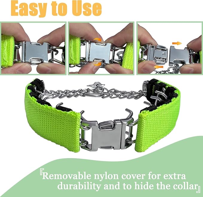 Prong Training Collar for Dogs, Adjustable Dog Pinch Collar with Quick Release Buckle, No Pull Collar for Small Medium Large Dogs, Extra Link and Caps