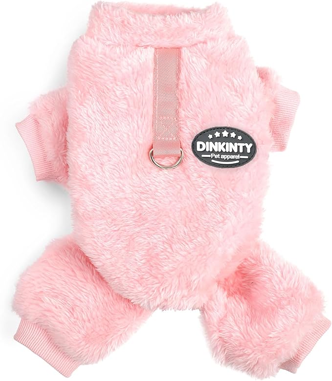 Dog Clothes for Small Dogs Fleece Dog Pajamas Winter Warm Thermal Soft Puppy Pjs Coat Stretchy Jumpsuit Doggie Pet Sweater Outfits Cat Apparel (Pink, X-Small)