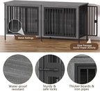 EasyCom Dog Crate Furniture for 1 or 2 Dogs, Heavy Duty Single/Double Dog Crates for Small/Medium/Large Dogs, Dog Kennel Furniture Indoor as TV Stand, Large Size 78.74" L(35-60 Pounds), Dark Grey
