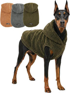 Tuff Pupper Fleece Dog Hoodie Sweater | Teddy Sherpa Outer & Soft Polar Fleece Lining | Adjustable Fit Winter Coat with Hood, Leash Hole, Ribbed Cuffs | For Small Medium Large XL XXL Dogs (Olive, XXL)