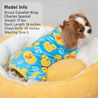 KYEESE Dog Pajamas Stretchy Dogs Clothes Dog Pajamas Small Sized Dogs Comfy Pet Coat Soft Pet Costume Pets Pjs Blue Floating Duck Doggie Jammies Velvet Pets Clothes Puppy Onesie, Medium