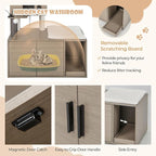 PETSITE Cat Tree with Litter Box Enclosure, 2-in-1 Modern Cat Tower with Condos, Top Perch, Sisal Posts, Scratching Board, Platform, Dangling Balls, Hidden Litter Box with Cat Tree (52 Inches Tall)