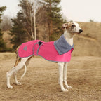 Geyecete Dog Winter Coat Geyecete Greyhound Raincoat Fabric with Lamb Velvet Inside Outdoor Dog Apparel with Adjustable Bands for Medium, Large Dog-Pink-XS