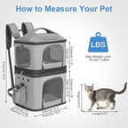 Detachable Double Pet Carrier Backpack for Cats and Small Dogs, Cat Travel Carrier for 2 Cats, Perfect for Traveling/Hiking/Camping, Grey