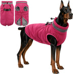 SAWMONG Dog Coat, Warm Dog Winter Coat, Waterproof Fleece Jacket, Cold Weather Dogs Jacket (L,Rosered)