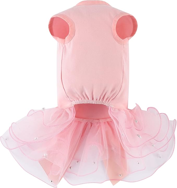 Dogs Glitter Wedding Dresses Tutu Skit for Small Medium Dog Pet Outfit Princess Flower Girl Clothes for Birthday Bridal Halloween Party Costume (Birthday Girl Pink, M)
