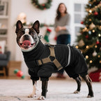 BRKURLEG Black Dog Coat with Harness, Dog Winter Jacket, Dogs Onesie Body Warm Jackets, Small Dogs Winter Coats Reflective Windproof Warm Cold Weather Coats, Pet Waterproof Jacket Hiking M