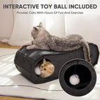 NATUYA Cat Bed Cave for Indoor Cats, Large Cat Lounge Cave Bed with Toy Ball, Enclosed Scratch Resistant Detachable Felt Cat Hideaway Bed for Cats up to 22 Lbs