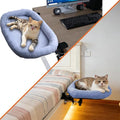 Cat Desk Bed&Cat Hammock for Desk and Bedside,90°Rotating&Height Adjustable,40 lbs Capacity,Soft Faux Fur with Reversible Mat,23.62x14.57x2.76 inch Modern Gray Cat Perch for Office&Game Tables (Gray)