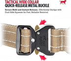 Tuff Pupper Tactical Dog Collar with Handle | Heavy Duty Adjustable Dog Collar | Military Nylon Collar for Medium Dogs | Quick-Release Buckle | Soft Padded Comfort | Training Control (Tan, Medium)