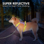 PHOEPET No Pull Dog Harness, Unique Colors Reflective Adjustable Dog Vest, with Soft Training Handle Metal Clips for Small Medium Large Dogs (Baby Purple Base & Yellow Straps,XL)