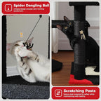 Gothic Cat Tree for Large Cats with Coffin Bed, 59" Tall Cat Tower with Spacious Condo, Large Hammock, Scratching Posts and Spider Dangling Balls, Sturdy Play House for Indoor Cats, Black