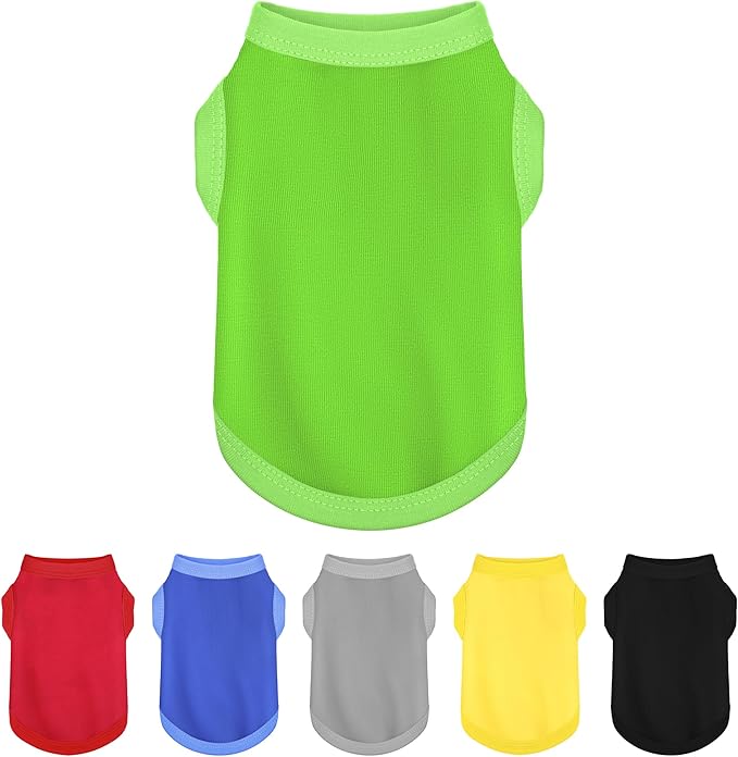 Elevate Your Dog's Fashion Quotient with Colorful and Breathable Sleeveless Cotton Shirts! Perfect Pet Apparel for Small to Medium Dogs Green M